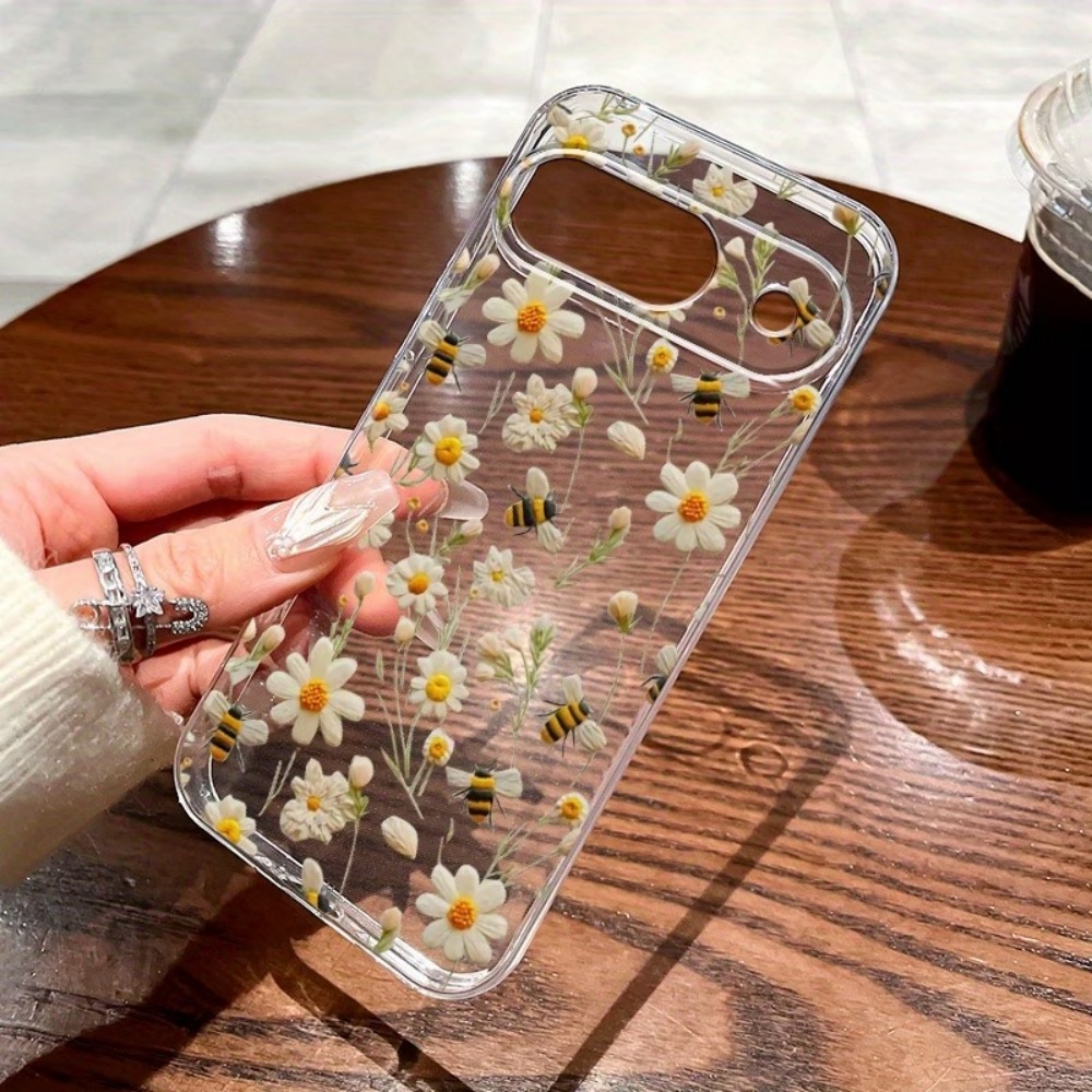 Phone Cases Google Pixel 7 - Schattig honingbij-bloemenpatroon zachte transparante telefoonhoes voor