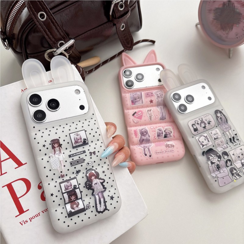 Phone Cases Japanese - Japanse Y2K schattige konijnenoren telefoonhoesje voor