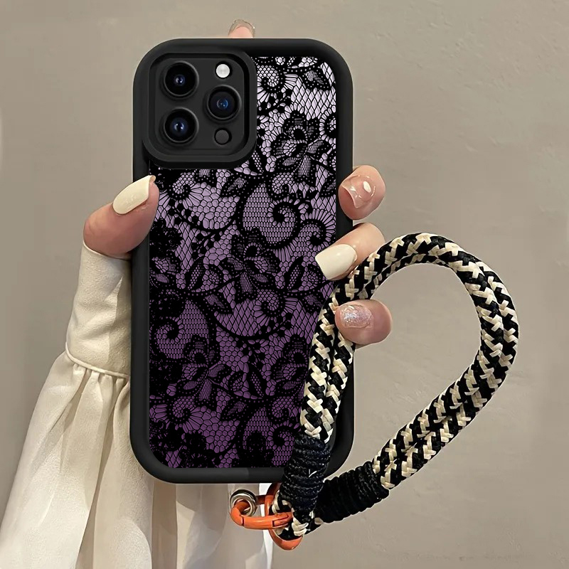 Zwarte paarse kant hangriem te - Phone Cases With Straps recensie en prijs