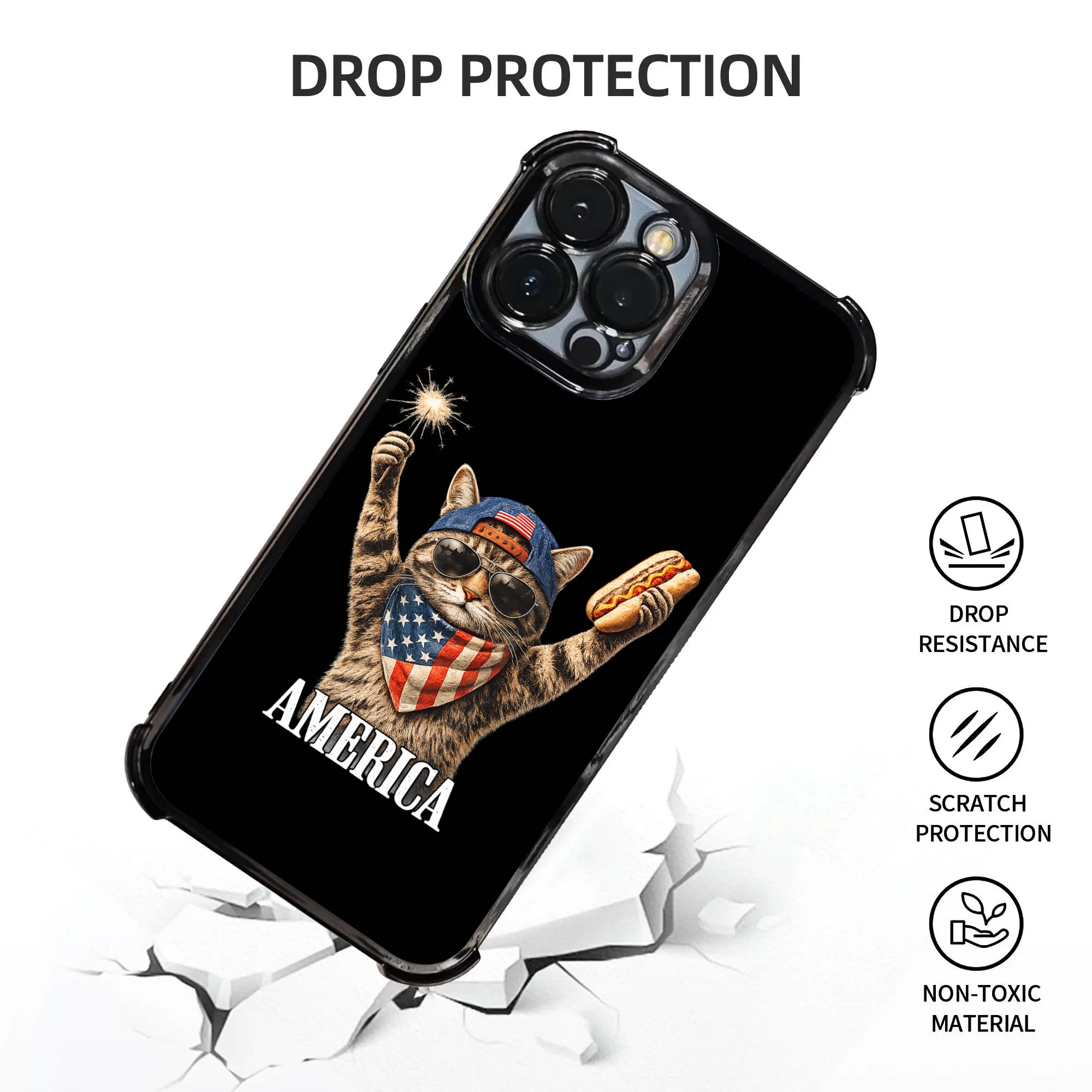 Leuke Amerikaanse Kat Vuurwerk - Phone Cases Usa recensie en prijs